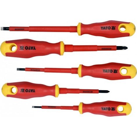 Set cacciaviti Yato isolati rosso acciaio S2 ergonomico