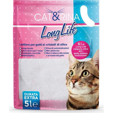 Litière pour chats Long Life en cristaux de silice inodores 5 litres