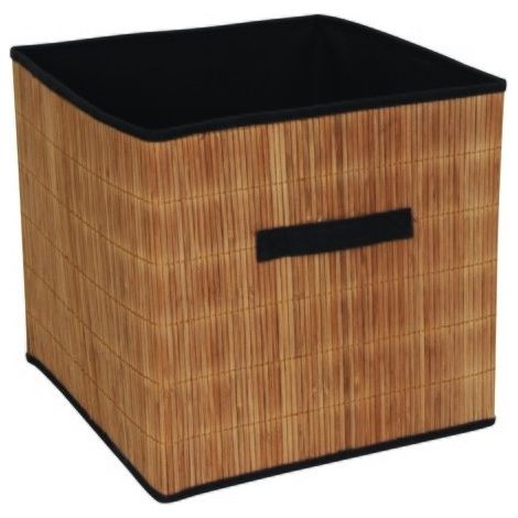 MSV – Panier de rangement pliant en bambou – Tendance black & wood – Rangement décoratif pour étagères et lingères
