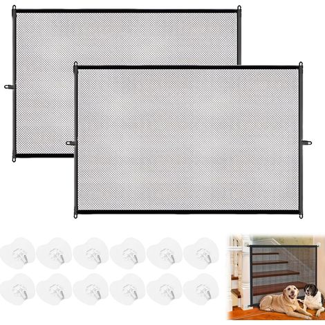 Barrière de Sécurité pour Chien et Chat Grille de Protection Portable Pliable pour Escaliers Portes et Maison 2 Pièces avec 12 Crochets (1/5)