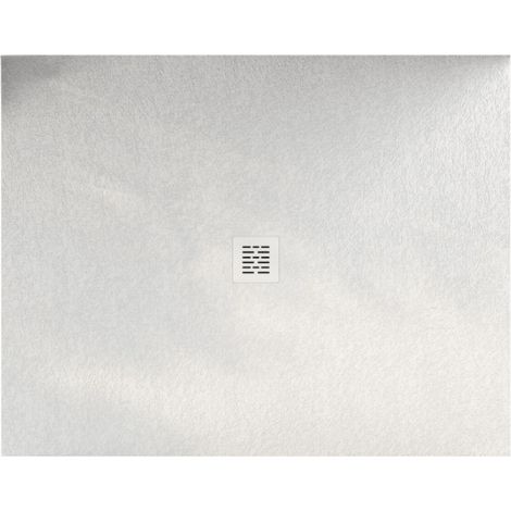 Extra flache Duschwanne CENTRO Schieferoptik WEIß 120x160 cm Auslaufschutz in Farbe