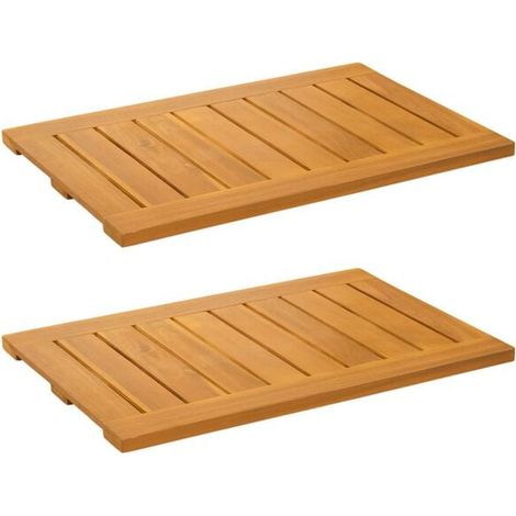 Tapis de bain marron uni, 60 x 40 cm, en bois. (1/4)