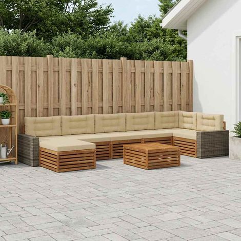 vidaXL Outdoor-Sofagarnitur mit Kissen 8 pcs Natur und Beige (1/5)