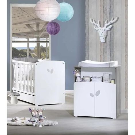 baby-price Duo Leaf Babyzimmer Weiß und Eiche Silex
