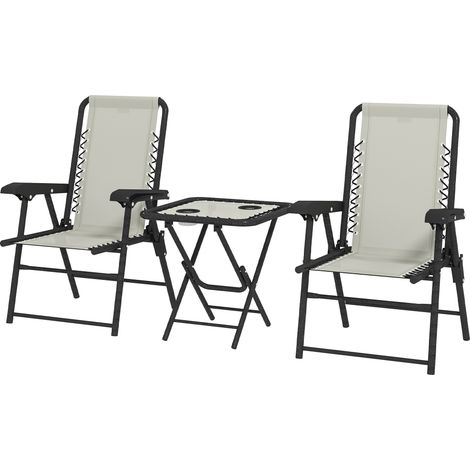 Three-Piece Garden Table Chair Set - Cream White (1/5)
