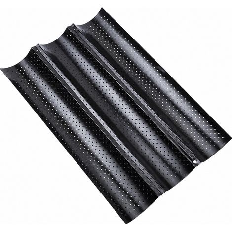 Moule à baguettes noir antiadhésif, pour 3 baguettes, pain maison (1/5)
