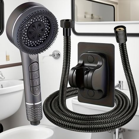 Ensemble de douche à main haute pression avec bouton - Comprend un tuyau de 59,06 pouces et un support mural, une douche à main. (1/5)