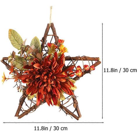 Décoration murale suspendue en forme de fleur artificielle, compatible avec la maison, 30 x 30 cm, orange, lot de 1 (1/3)