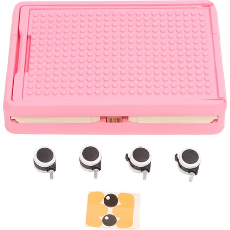 Bac de rangement à roulettes pour jouets, avec couvercle et roues, idéal pour ranger les blocs de construction pour enfants (rose). (1/5)