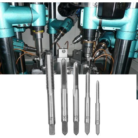 Jeu de 5 tarauds manuels en acier rapide M3 M4 M5 M6 M8 (argenté) (1/5)