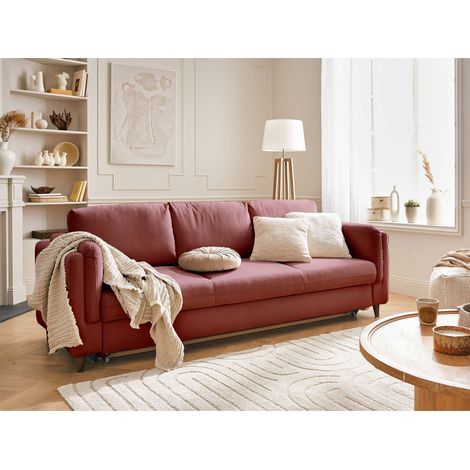 Brooke – 3-sitzer sofa – mit schlaffunktion – aus samt - rosa (1/5)