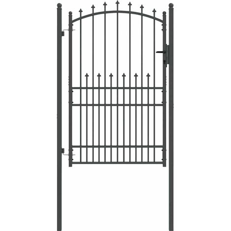 Fence Gate with Spikes Grey 200 x 100 cm Powder-coated steel vidaXL