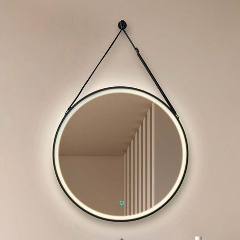 [GEBRAUCHT] B-Ware Lucande LED-Spiegel Lelin Wandspiegel Leuchte Ø45cm rund schwarz Aluminium CCT (1/2)