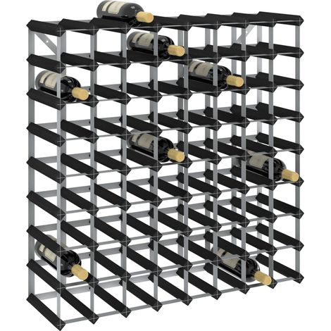 vidaXL Wine Rack for 72 Bottles Black Solid Pine Wood (1/6)