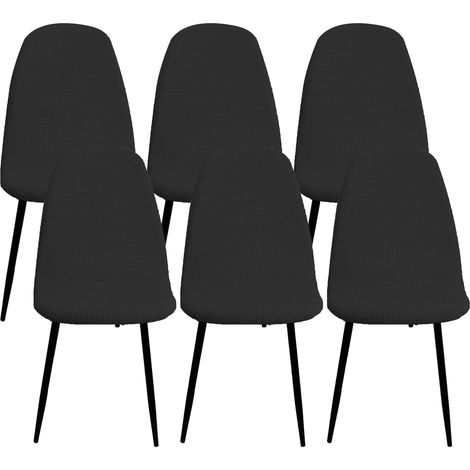 Housse de Chaise Scandinave Lot de 6, Housse de Chaise de Salle à Manger Scandinaves Extensible,Jacquard Diagonal Couverture de Chaise Élastique Universel pour Décoration de Maison,Noir (1/5)