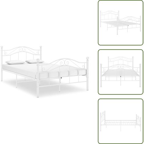 The Living Store Giroletto Bianco in Metallo 120x200 cm - Letto in metallo
