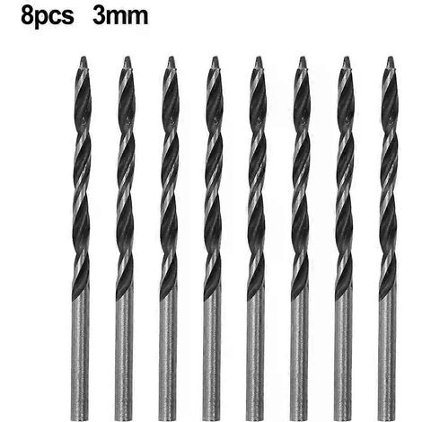 8-teiliges Set Dreipunkt-Spiralbohrer, 3 mm Durchmesser, aus hochkohlenstoffhaltigem Stahl, für Reparaturen, Heimwerkerarbeiten, Holzbohren, Schleifen und Elektrowerkzeuge - JXLGV (1/4)