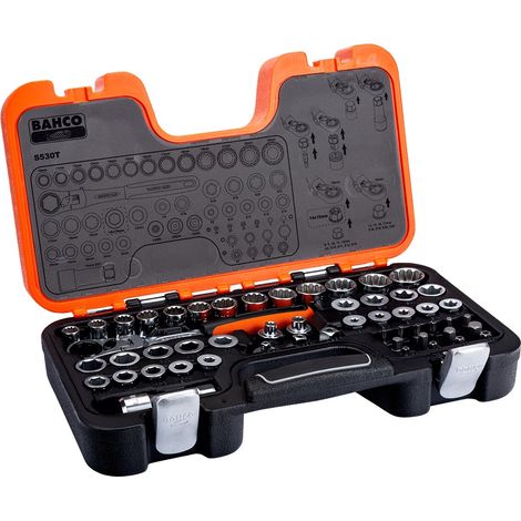 Bahco S530T 53-Piece Pass-Through Socket Set Metric 1/2in Drive