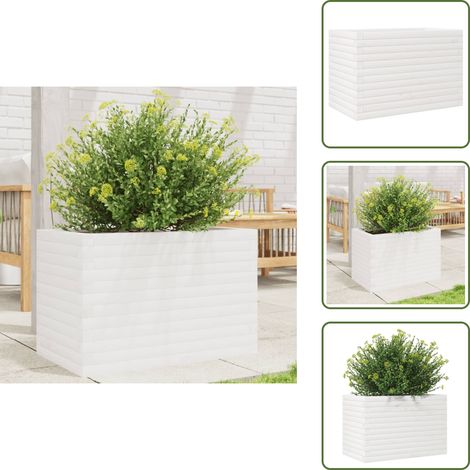 Jardinière blanc 70x40x45,5 cm bois de pin massif - Jardinier - Pot De Fleurs - Bac À Fleurs - Extérieur - Terrasse (1/5)