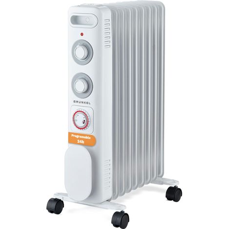 Radiateur à huile 2000W-2500W, 9 éléments, 3 niveaux de puissance, minuterie 24h, thermostat réglable, roues multidirectionnelles (1/5)