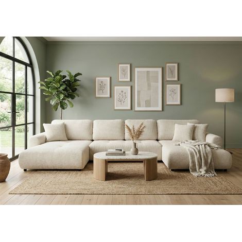 Wohnlandschaft mit Schlaffunktion BRUSK MAX Sofa in Stoff Pop Creme (1/5)