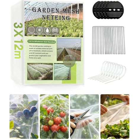 Filet Anti Insectes 3mx12m, Moustiquaire Barrière Jardin Potager Extérieur Moustiquaire Pergola, 80Mailles Filet Anti Insectes Potager Fine Tissu Moustiquaire Protection pour Plantes Fruitiers Fleurs (1/5)