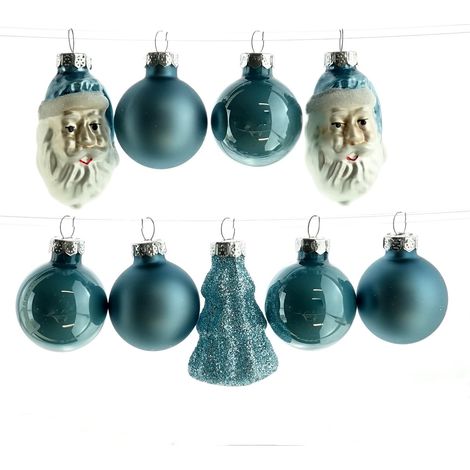Christbaumkugeln Figuren Mix Twilight Blue eisblau aus Glas - 9er Set (1/2)