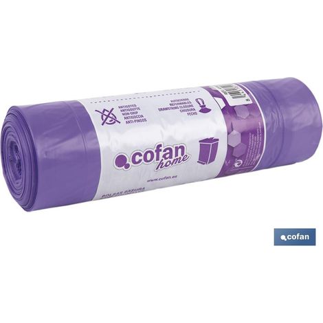 30 duftende Müllsäcke mit Selbstverschluss in violetter Farbe (30 l) COFAN 41003333