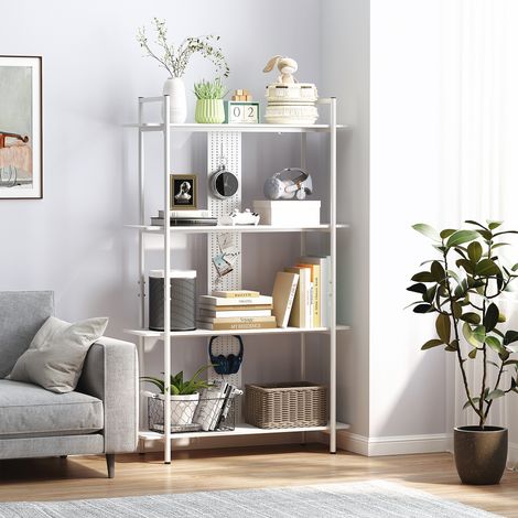 Bibliothèque Niveaux Panneau Perforé Cadre Métallique Étroite Chambre Mobilier Intérieur Blanche (1/4)