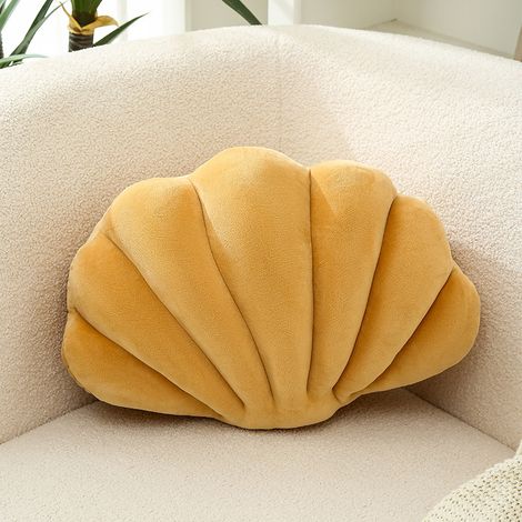 Coussin coquillage 3D en velours souple trente cinq sur vingt cinq centimètres pour canapé décoration océan et plage