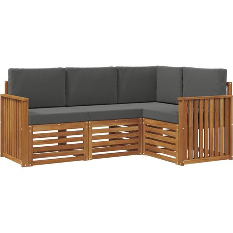 Set divani 4 pz Salotto da Giardino Naturale e Antracite Legno di Acacia Massello (1/5)