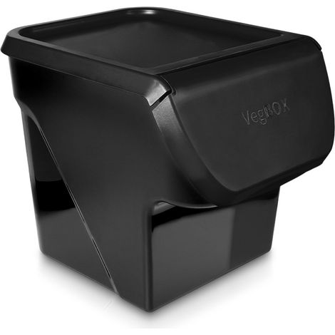 Conteneur à fruits et légumes avec couvercle, noir, 13 l