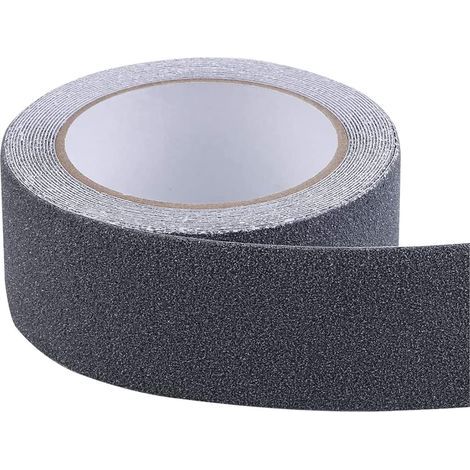 Cinta antideslizante adhesiva, fuerte adherencia, autoadhesiva, para uso interior y exterior, para seguridad en el trabajo y el hogar. Cinta de seguridad, 5 cm x 5 m, negra. (1/5)