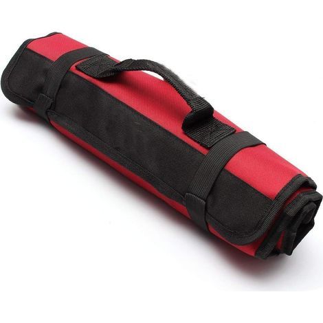 Boite et casier de rangement pour outils 22 Poches Trousse à Outils Vide, Sacoches Porte-Outils, Organiseur à Outil, Sac Pochette Toolkit Enroulable en Tissu Oxford - Rouge (1/5)