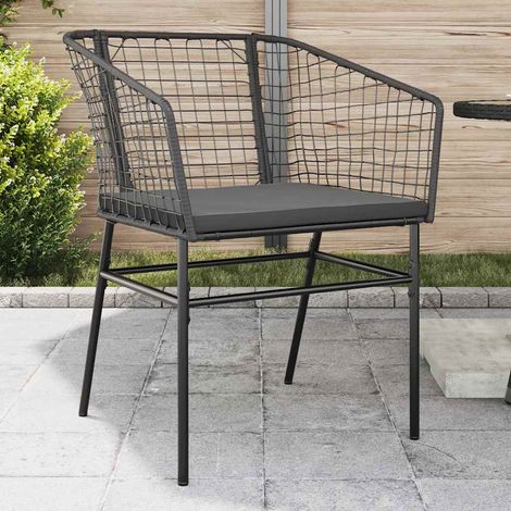 Teenpull – Gartenstühle 2 Stk. mit Kissen Schwarz Poly Rattan (1/5)