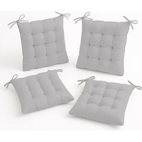 Lot de 4 Galettes de chaise 40 x 40 cm - Gris clair (1/5)