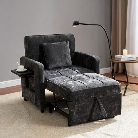 Fauteuil coloris gris foncé en chenille 167 x 79 x 83 cm (1/5)