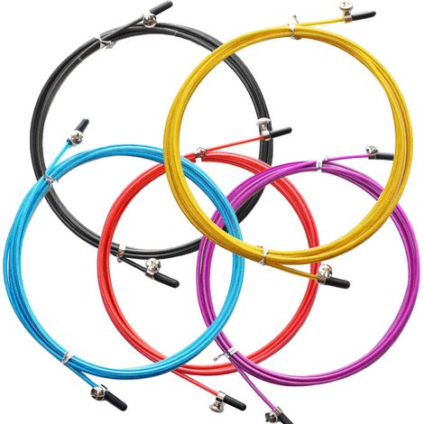 Corde à Sauter Replacement - Câble Acier Inoxydable - Compatible Système À Roulement À Billes - 5 Pièces (1/5)