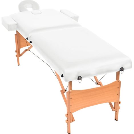 Table de massage pliable à 2 zones 10 cm d'épaisseur Blanc CFW272934 (1/5)