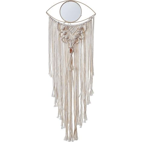 Suspension murale en Style bohème 100 % coton tissé Tapisserie à franges - Attrape-rêves - Motif mauvais œil - Décoration d'intérieur 82 cmx 30 cm (1/5)