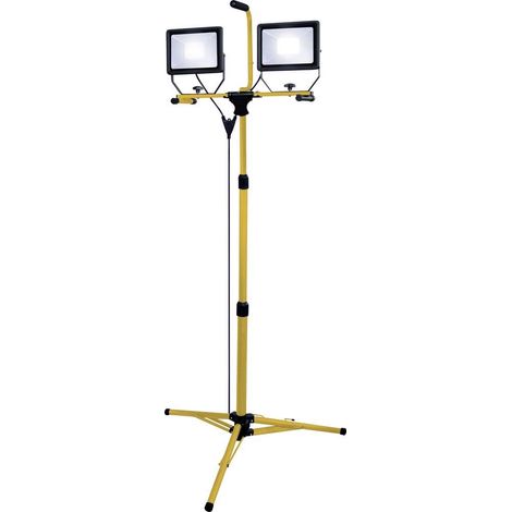 STAK ST748 Spot LED sur trépied, 2 x 50 W, 8000 lumens, jaune, câble 3 m, IP65, 160 cm de hauteur. Utilisation extérieure : idéal pour chantier, garage, jardin, barbecue 100 W (1/3)