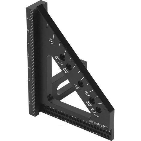 Règle d'équerre bois 3D mult angle avec repère trous 45 90°, gravure trait pour menuisier, alliage aluminium, 2 pièces + axe + clé (1/5)