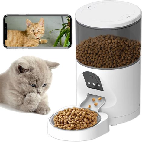 Automatic Cat Food Dispenser 6L with 3MP Camera, 2.4G WiFi App Control, Two-Way Audio, Night Vision, Motion Detection (1/5)