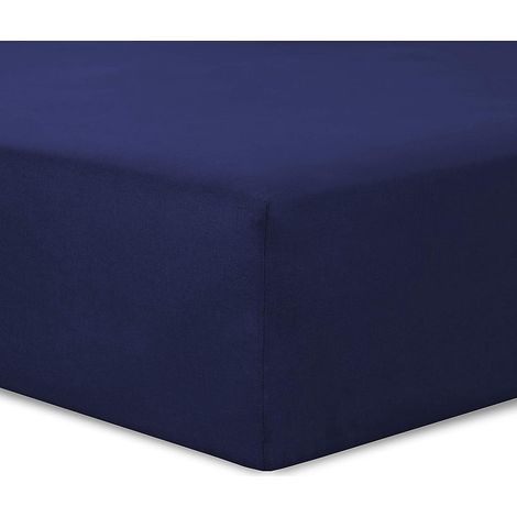 drap Housse 150 X 200 Cm - Coloris: Marine - Coton: 57 Fils - 4 Coins Lastiques (1/4)