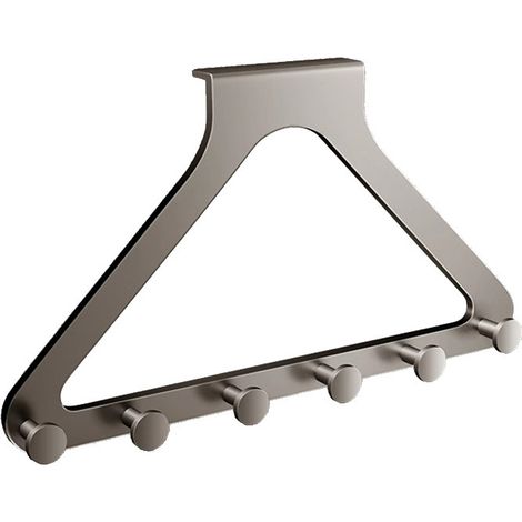 (gris)Crochet de porte en métal , design triangulaire monobloc Porte-manteaux pour vêtements, chapeaux, cintres, portefeuilles, serviettes, clés (1/4)