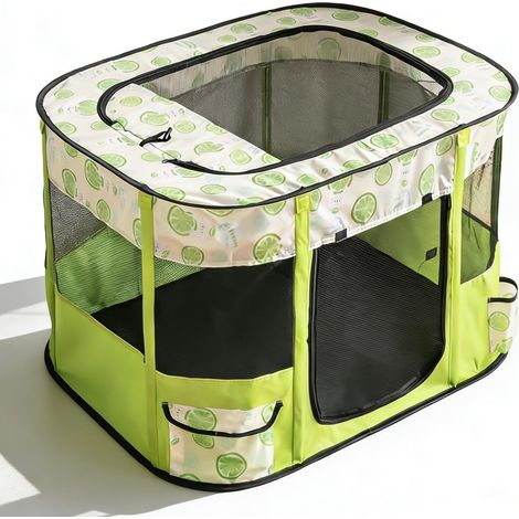 Dog Kennel 70 x 55 x 45 cm Foldable Rectangular Delivery Room Cat House Puppy House Closed Pet Tent (Citron) (1/5)