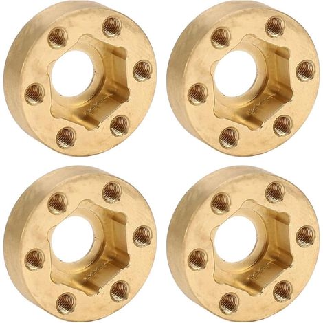 Adaptateur de Moyeu Hexagonal de Roue RC 4 Pièces, Poids de Roue en Laiton Antirouille Larges de 1.9 2.2in, Pièces de Modèle RC pour Chenille RC (9mm) (1/5)