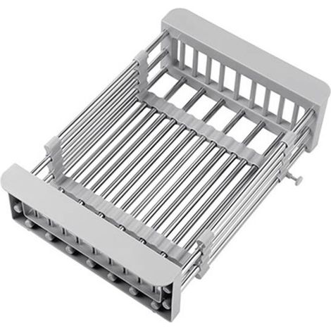 Organisateur de rangement télescopique réglable en acier inoxydable pour cuisine, à poser sur le comptoir, égouttoir à légumes, bac d'égouttage - A-AquaForge (1/5)