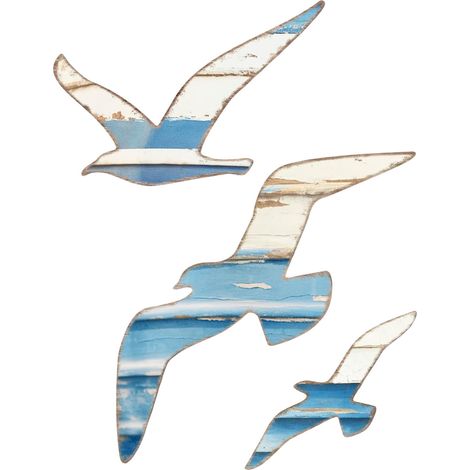 Guillomar - Décoration Murale En Bois Forme De Mouette - Style Nautique - Pour Intérieur Et Extérieur - 1 Pièce (1/3)