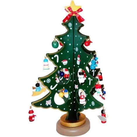 Sapin de Noël Bois Artificiel Vert - Décoration de Table - Mini Ornements de Noël - 80 cm (1/4)